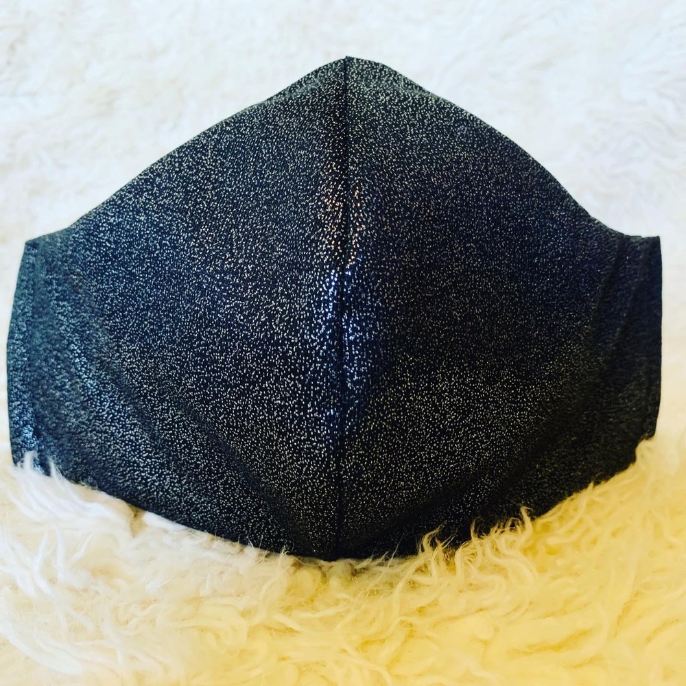 BLACK BLING LINED ADULT FACE MASK.  1 MASK ONLY.